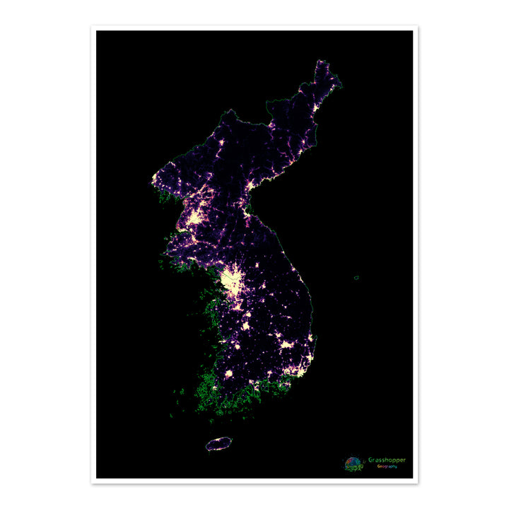 Korea - Population density heatmap - Fine Art Print