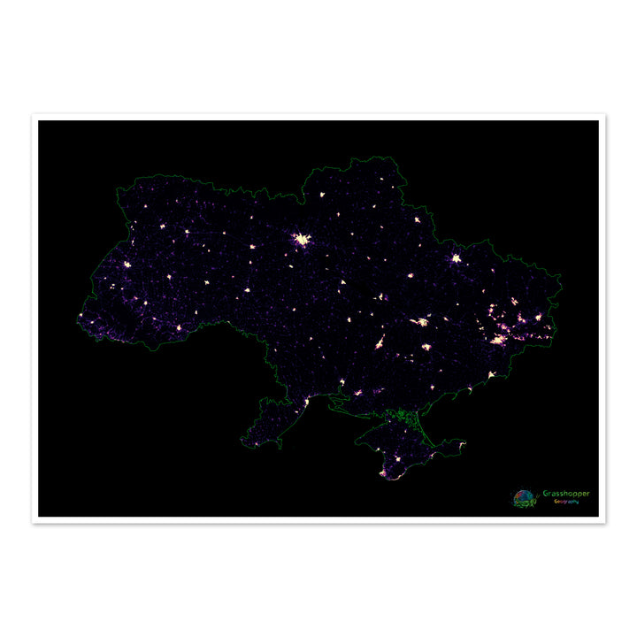 Ukraine - Population density heatmap - Fine Art Print