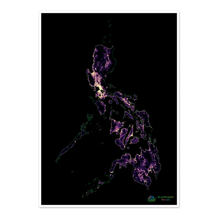 Population density heatmap of the Philippines Fine Art Print