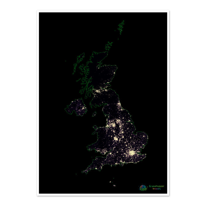 The United Kingdom - Population density heatmap - Fine Art Print