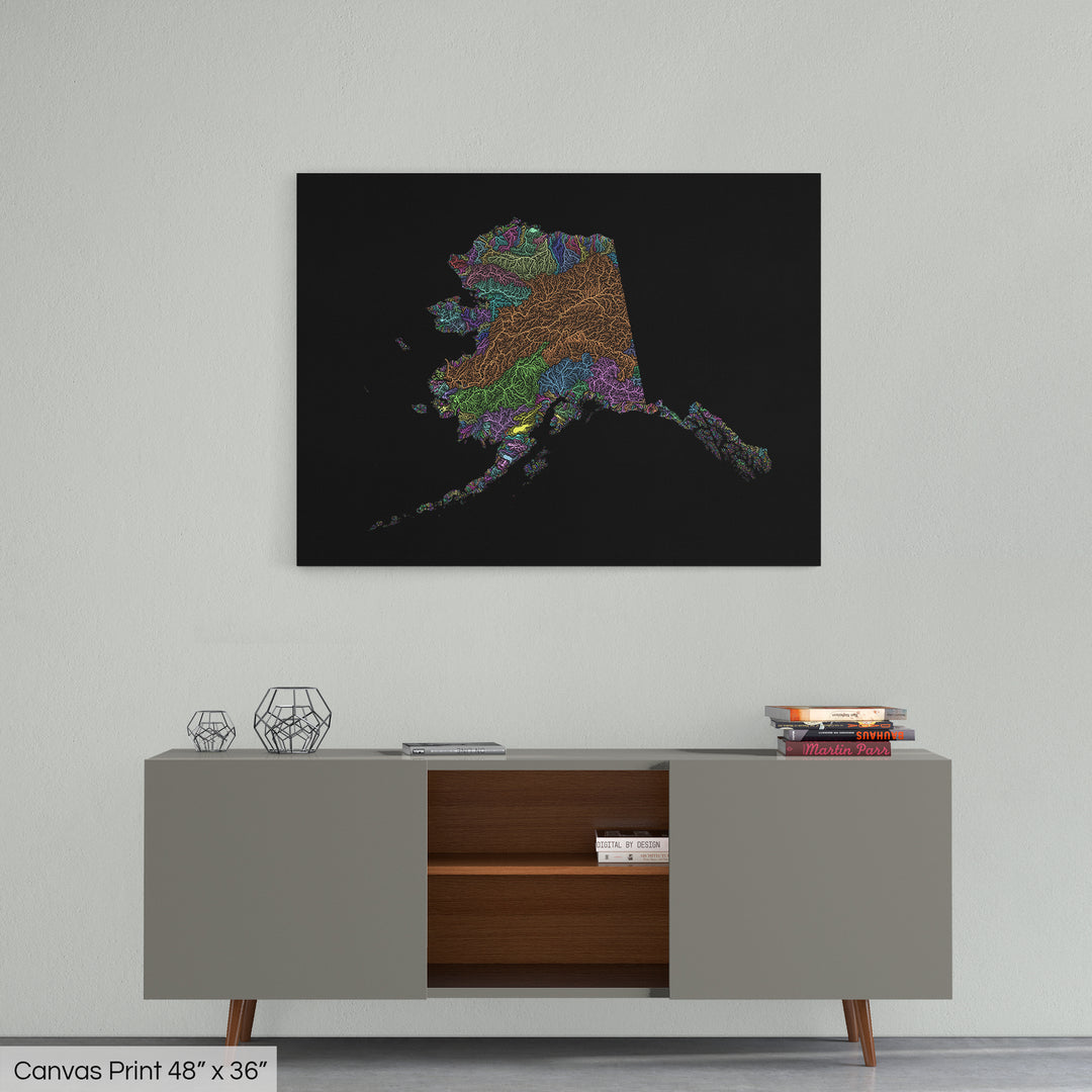 Alaska - River basin map, pastel colours - Wall Art