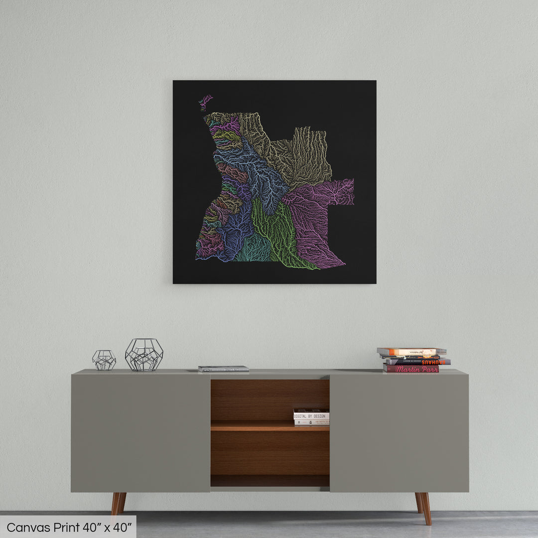 Angola - River basin map, pastel colours - Wall Art