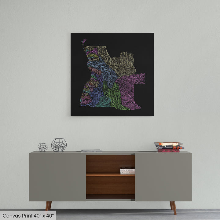 Angola - River basin map, pastel colours - Wall Art