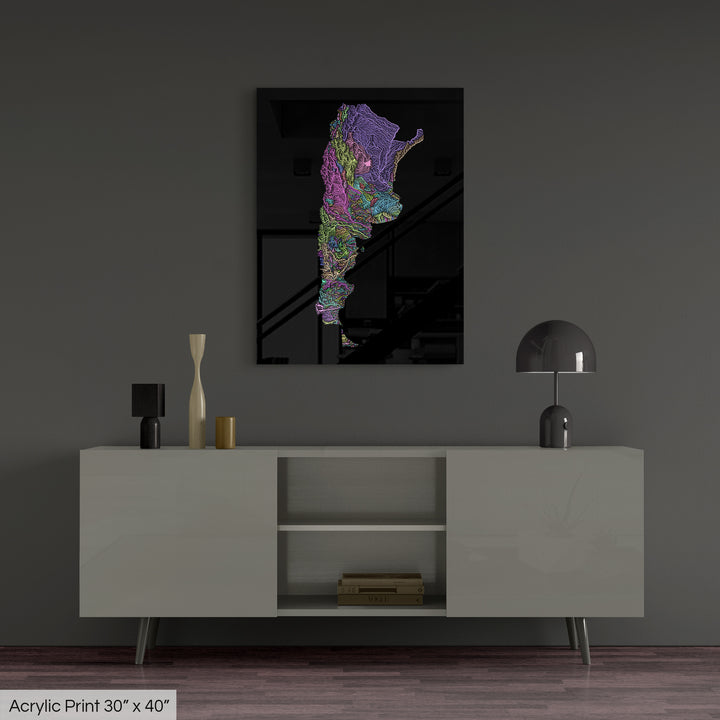 Argentina - River basin map, pastel colours - Wall Art