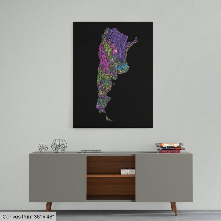Argentina - River basin map, pastel colours - Wall Art