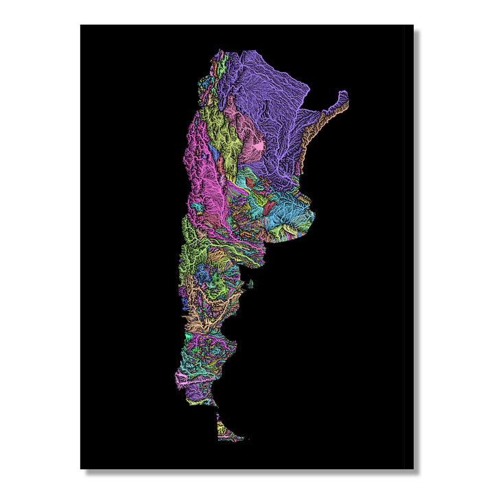 Argentina - River basin map, pastel colours - Wall Art