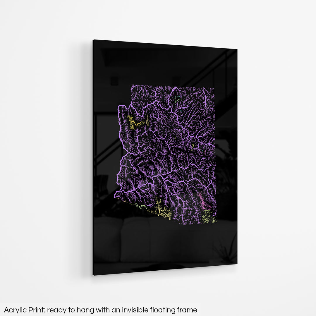 Arizona - River basin map, pastel colours - Wall Art