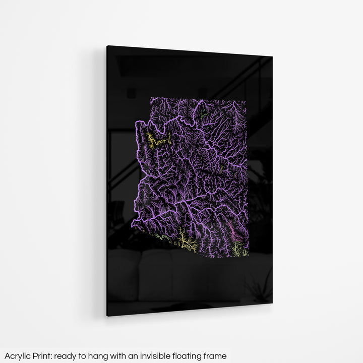 Arizona - River basin map, pastel colours - Wall Art