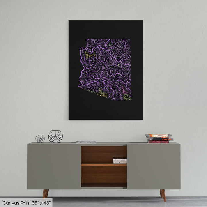 Arizona - River basin map, pastel colours - Wall Art