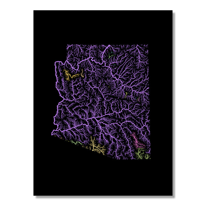 Arizona - River basin map, pastel colours - Wall Art