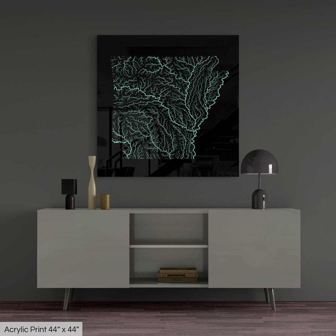 Arkansas - River basin map, pastel colours - Wall Art