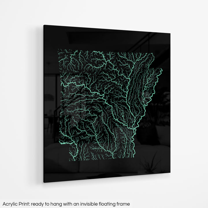 Arkansas - River basin map, pastel colours - Wall Art