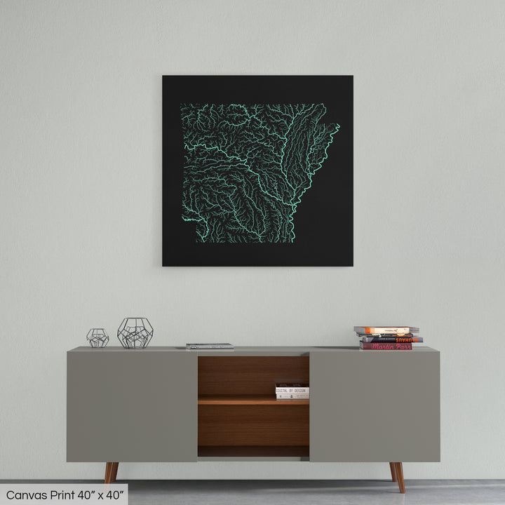Arkansas - River basin map, pastel colours - Wall Art
