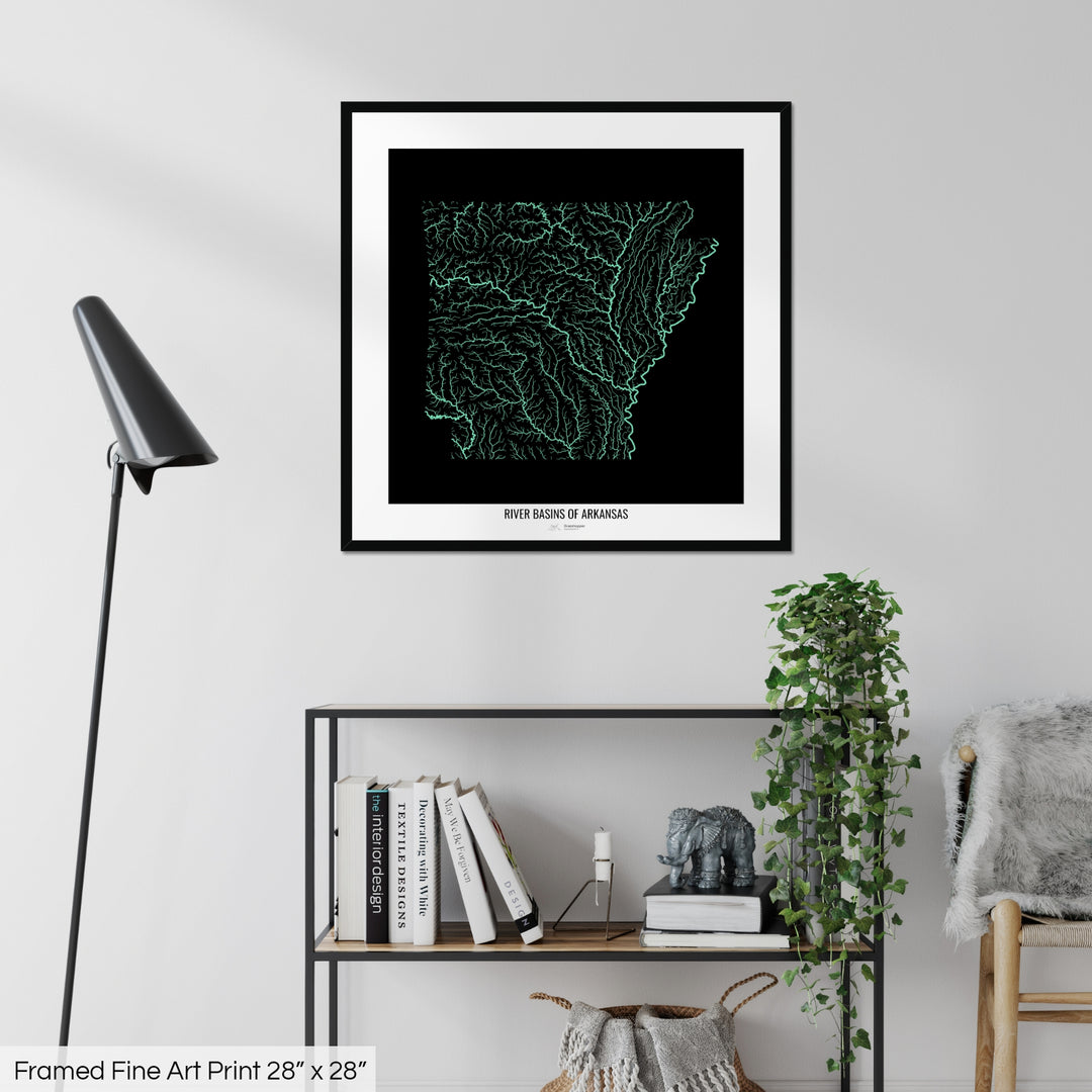 Arkansas - River basin map, pastel colours - Wall Art