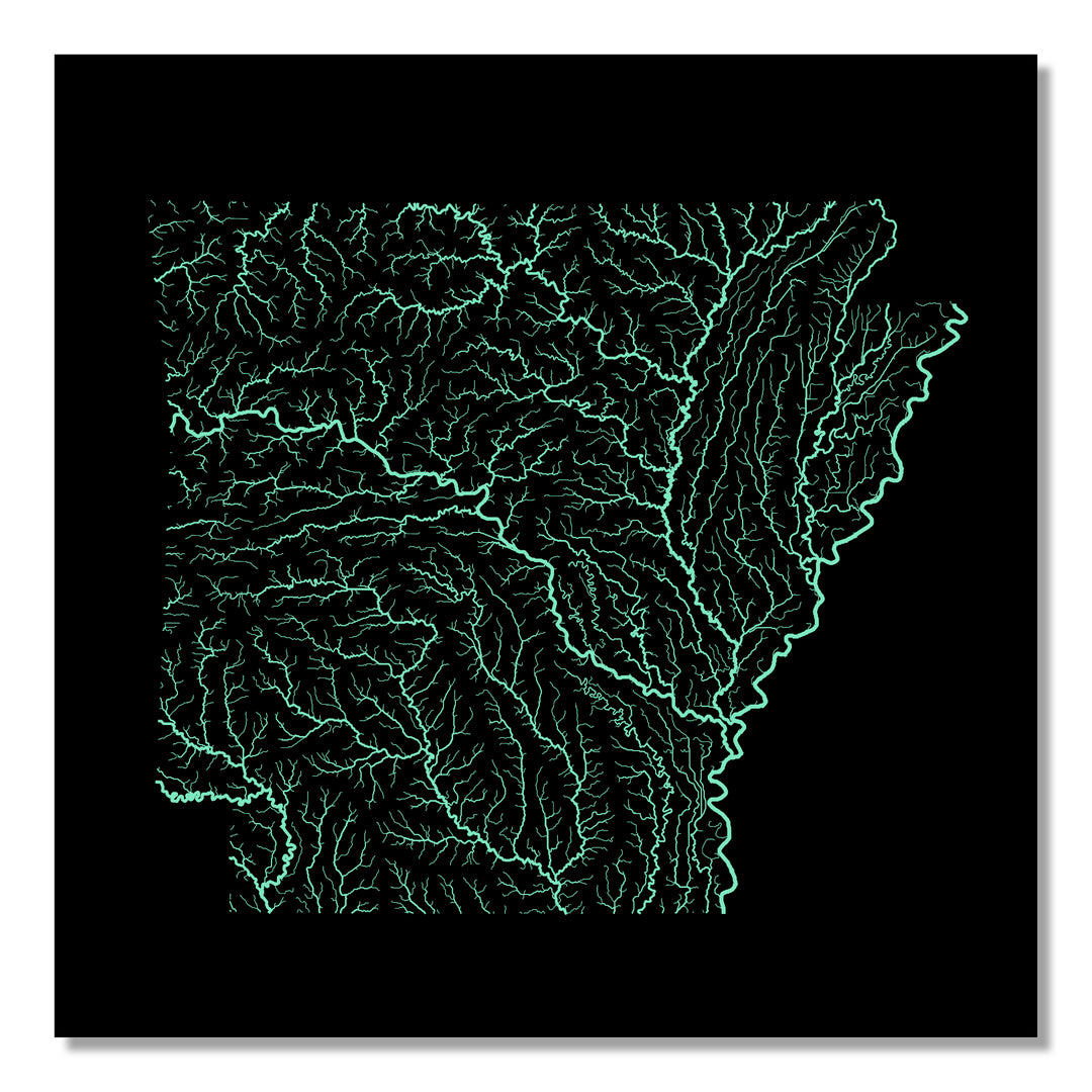 Arkansas - River basin map, pastel colours - Wall Art