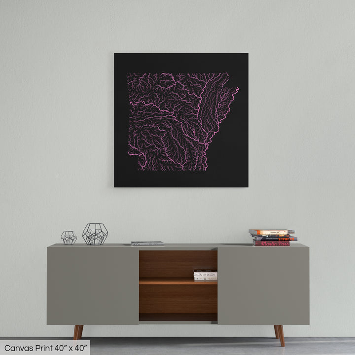 Arkansas - River basin map, rainbow colours - Wall Art