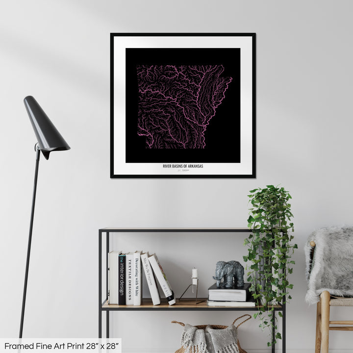 Arkansas - River basin map, rainbow colours - Wall Art