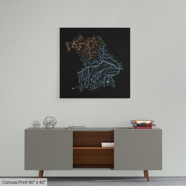 Bavaria - River basin map, pastel colours - Wall Art