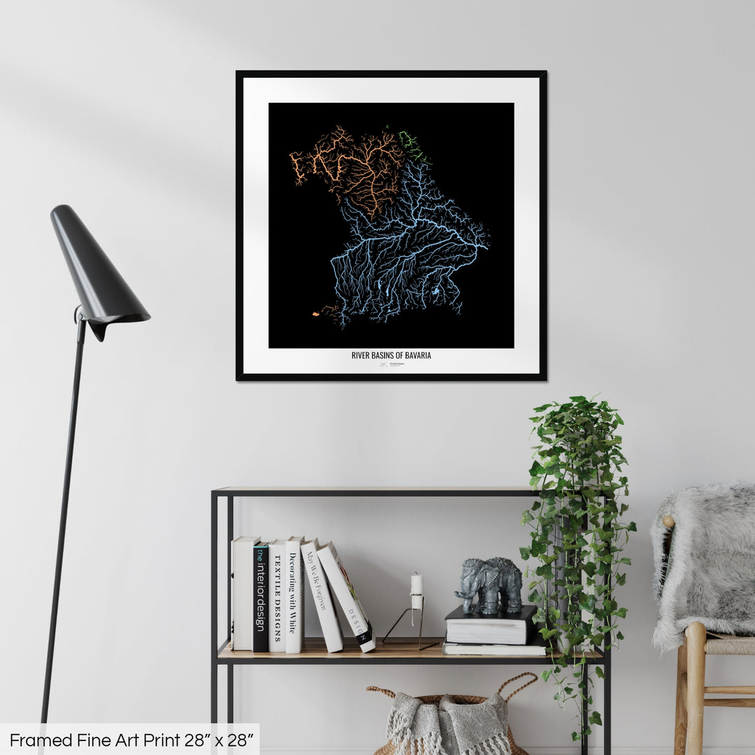 Bavaria - River basin map, pastel colours - Wall Art