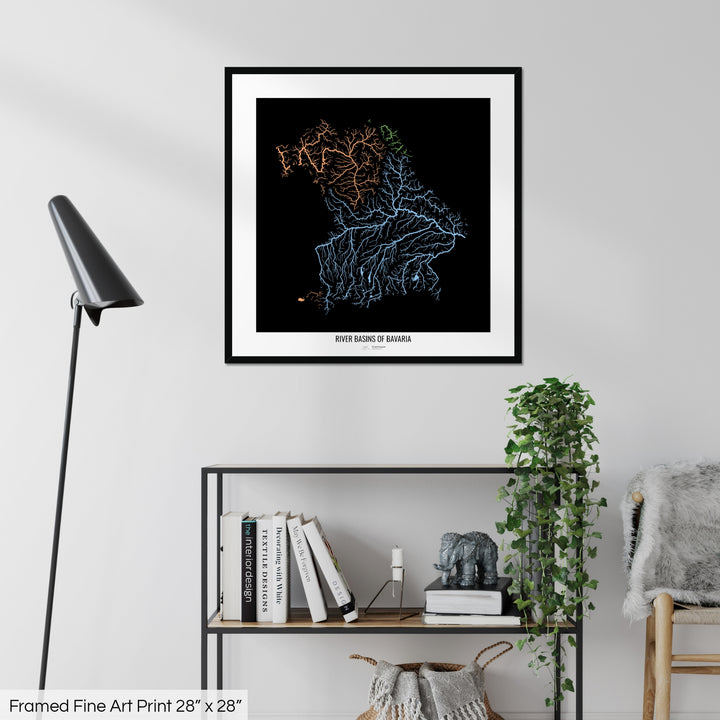 Bavaria - River basin map, pastel colours - Wall Art
