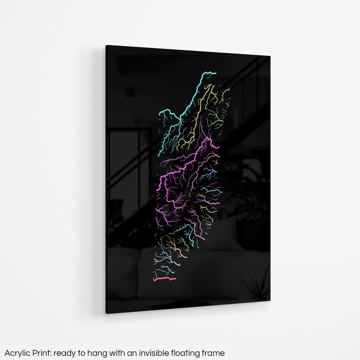 Belize - River basin map, pastel colours - Wall Art