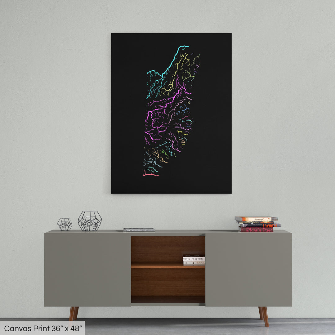 Belize - River basin map, pastel colours - Wall Art