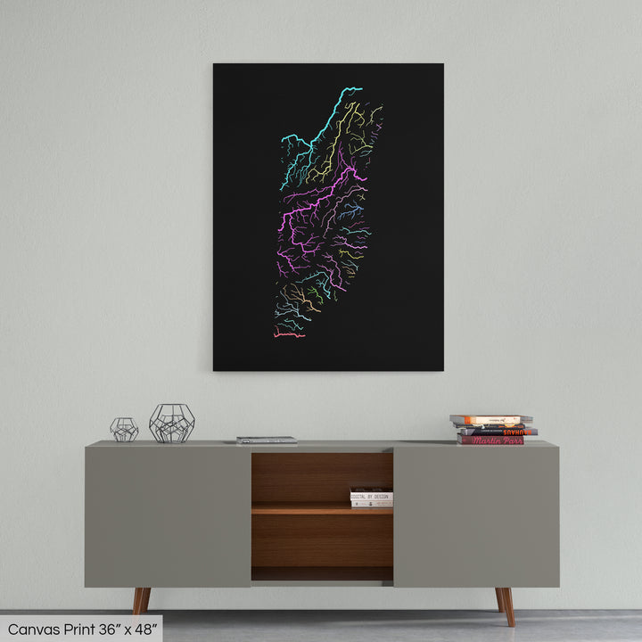 Belize - River basin map, pastel colours - Wall Art