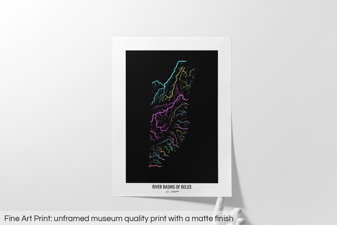 Belize - River basin map, pastel colours - Wall Art