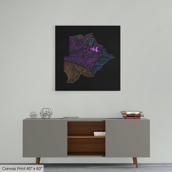 Botswana - River basin map, pastel colours - Wall Art