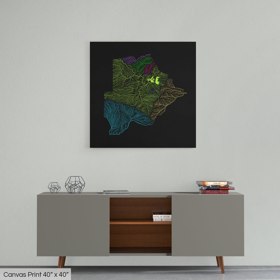 Botswana - River basin map, rainbow colours - Wall Art