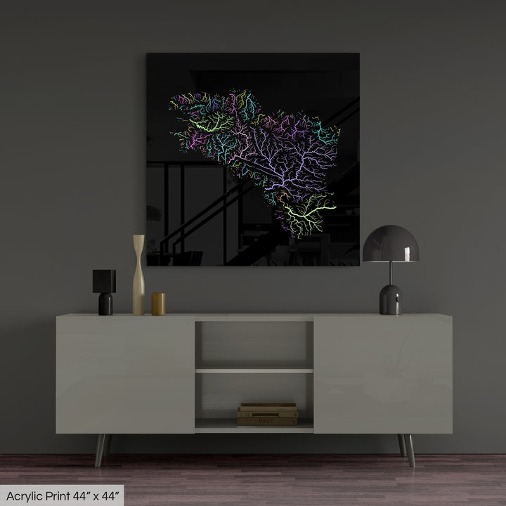 Brittany  - River basin map, pastel colours - Wall Art
