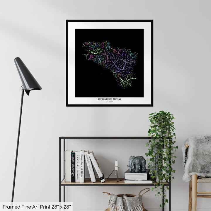 Brittany  - River basin map, pastel colours - Wall Art