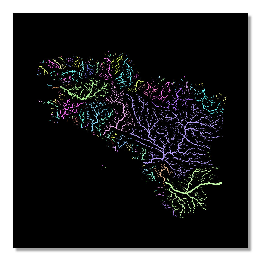 Brittany  - River basin map, pastel colours - Wall Art