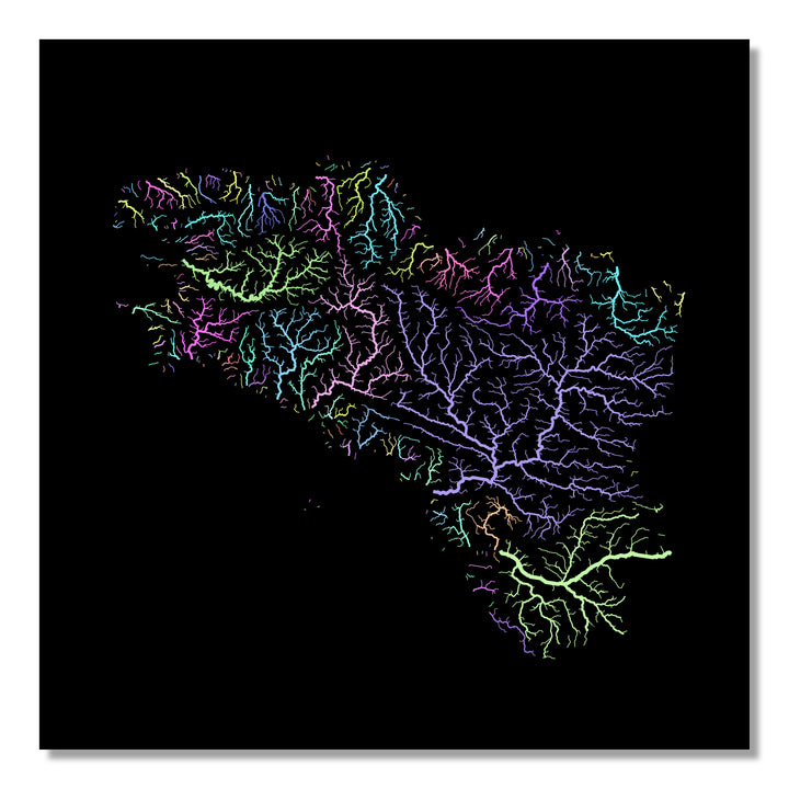 Brittany  - River basin map, pastel colours - Wall Art