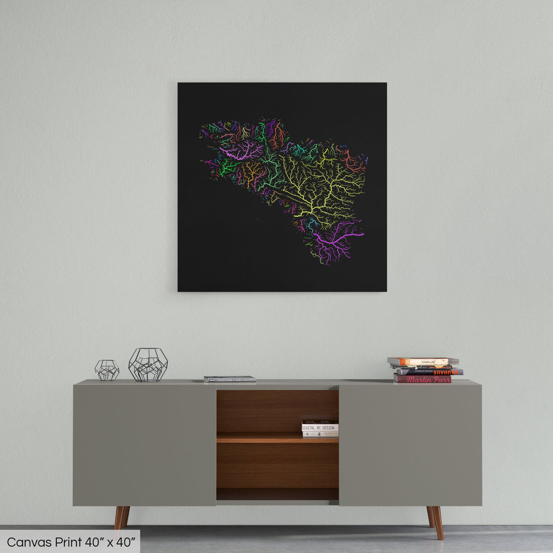 Brittany - River basin map, rainbow colours - Wall Art
