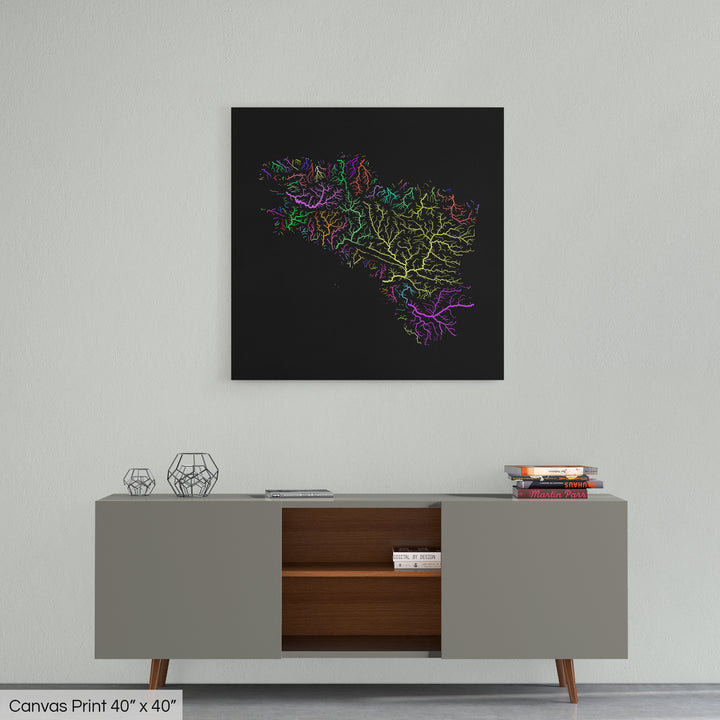 Brittany - River basin map, rainbow colours - Wall Art