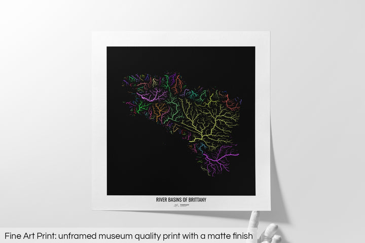 Brittany - River basin map, rainbow colours - Wall Art