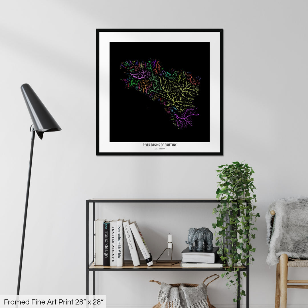 Brittany - River basin map, rainbow colours - Wall Art