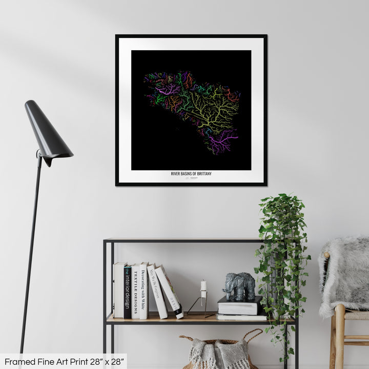 Brittany - River basin map, rainbow colours - Wall Art