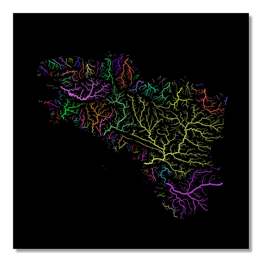 Brittany - River basin map, rainbow colours - Wall Art