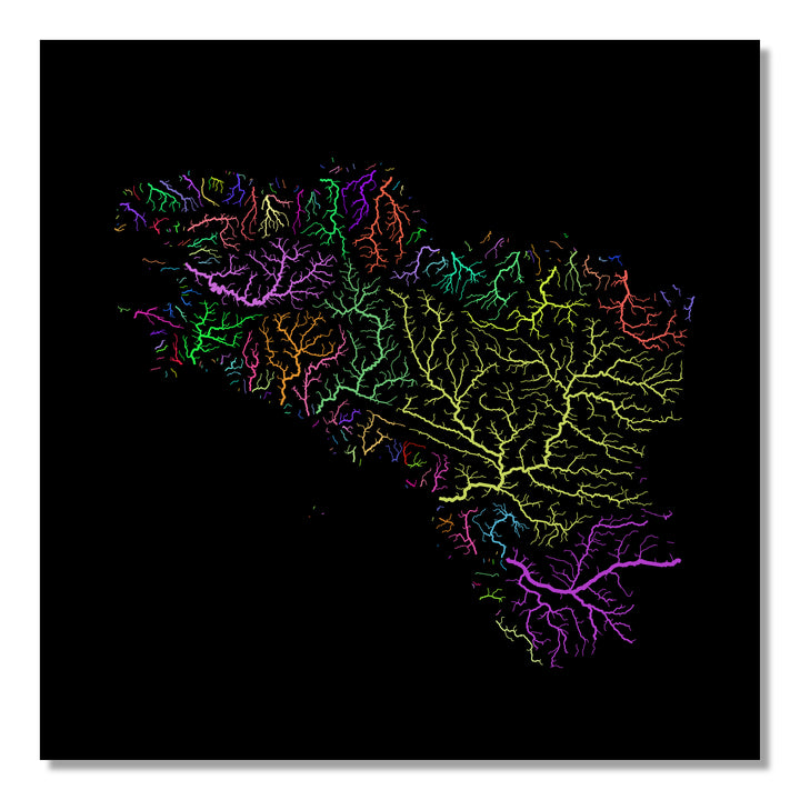 Brittany - River basin map, rainbow colours - Wall Art