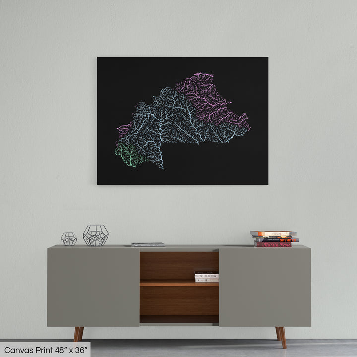 Burkina Faso - River basin map, pastel colours - Wall Art
