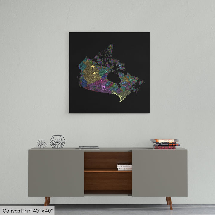 Canada - River basin map, pastel colours - Wall Art