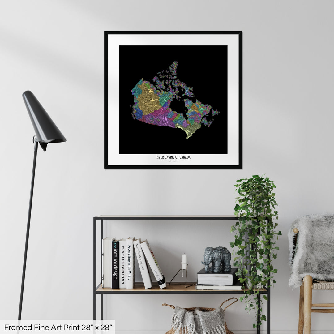 Canada - River basin map, pastel colours - Wall Art
