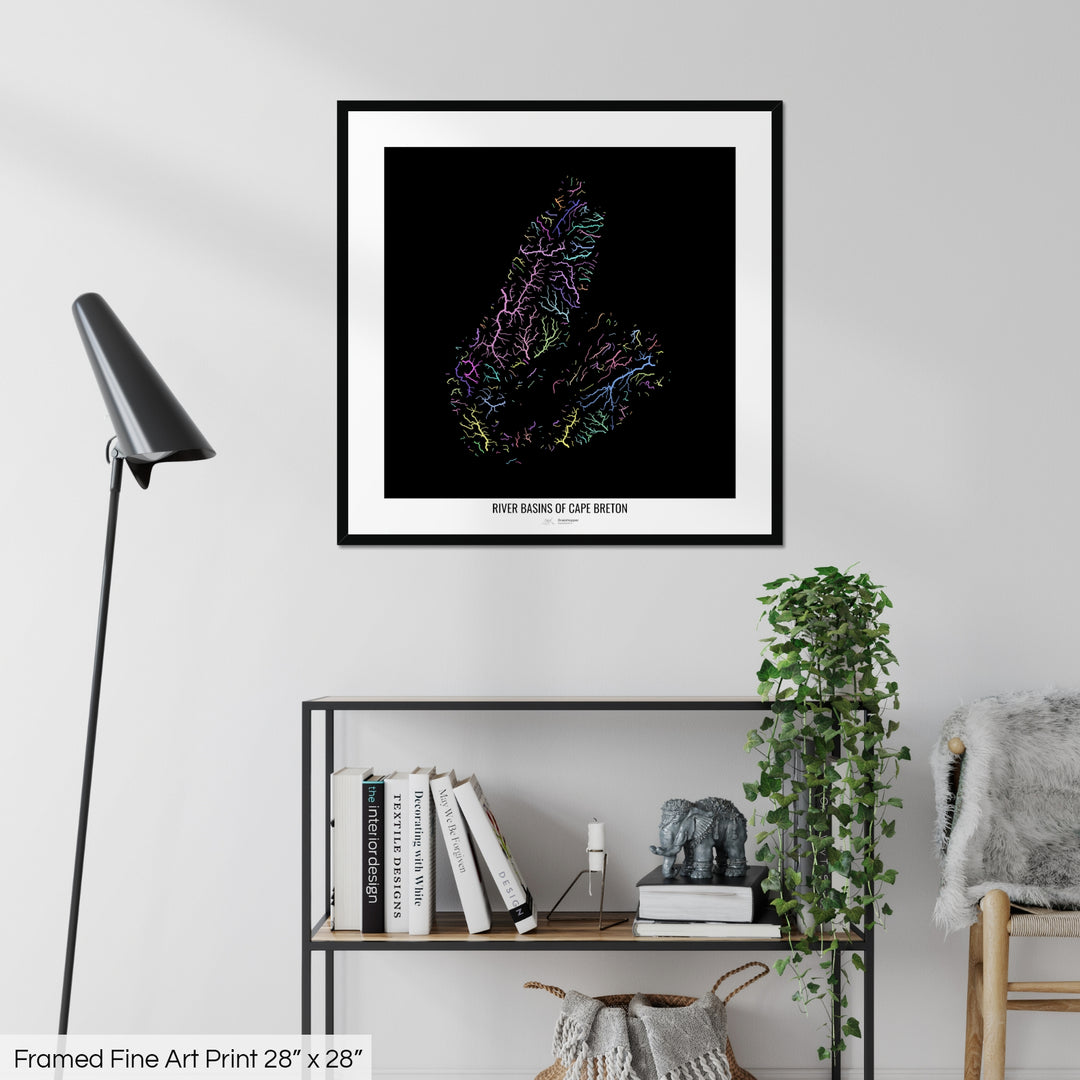 Cape Breton - River basin map, pastel colours - Wall Art