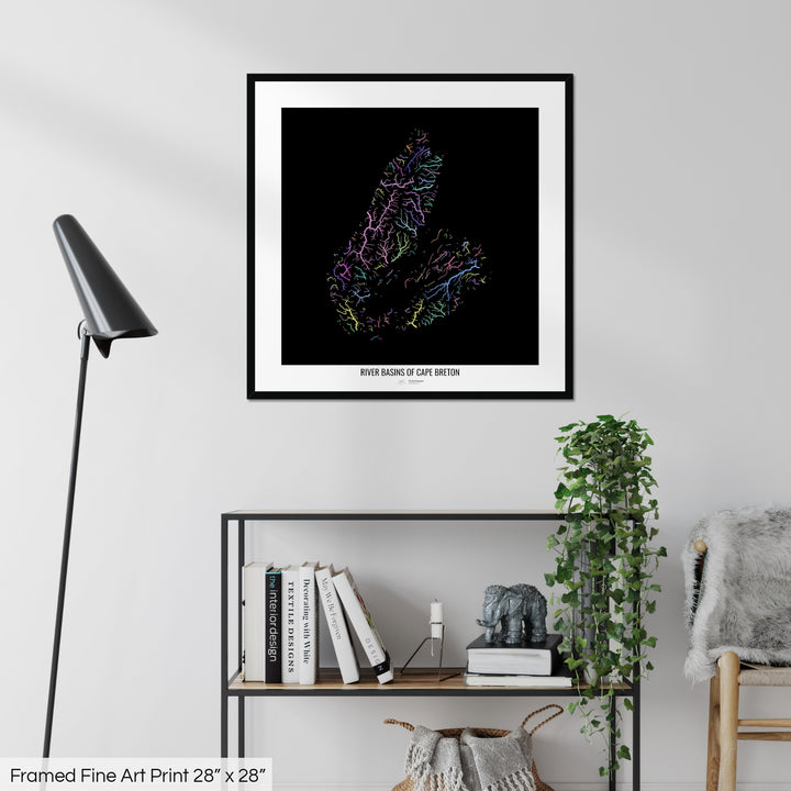 Cape Breton - River basin map, pastel colours - Wall Art