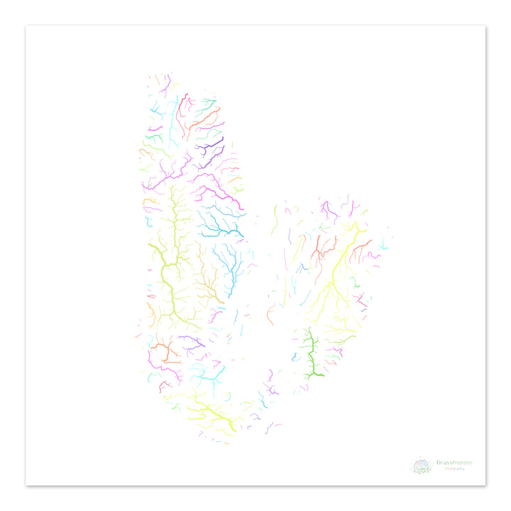 Cape Breton - River basin map, pastel on white - Fine Art Print