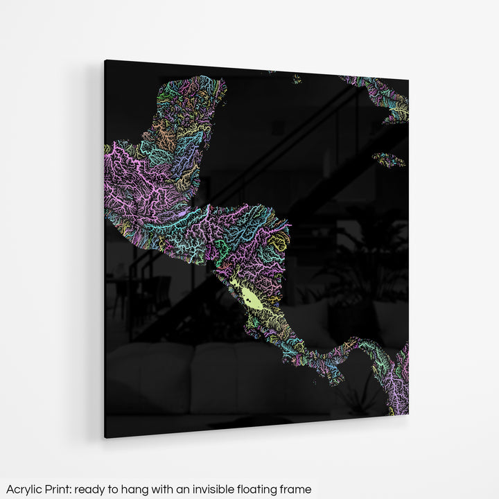 Central America - River basin map, pastel colours - Wall Art