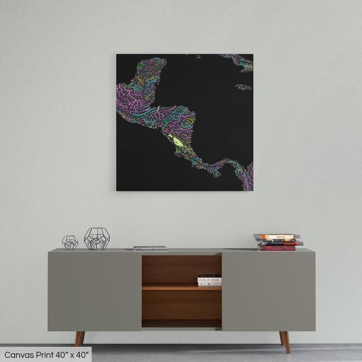 Central America - River basin map, pastel colours - Wall Art
