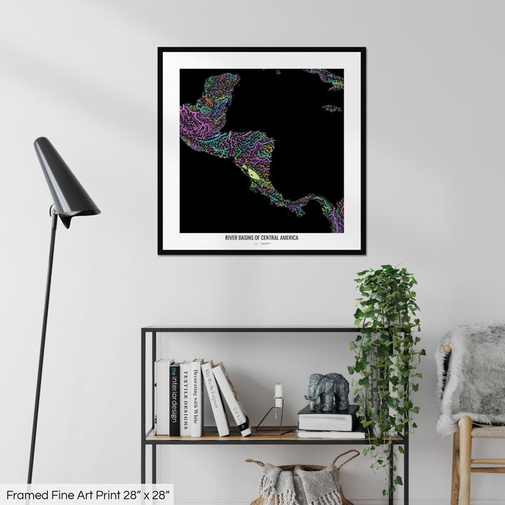 Central America - River basin map, pastel colours - Wall Art
